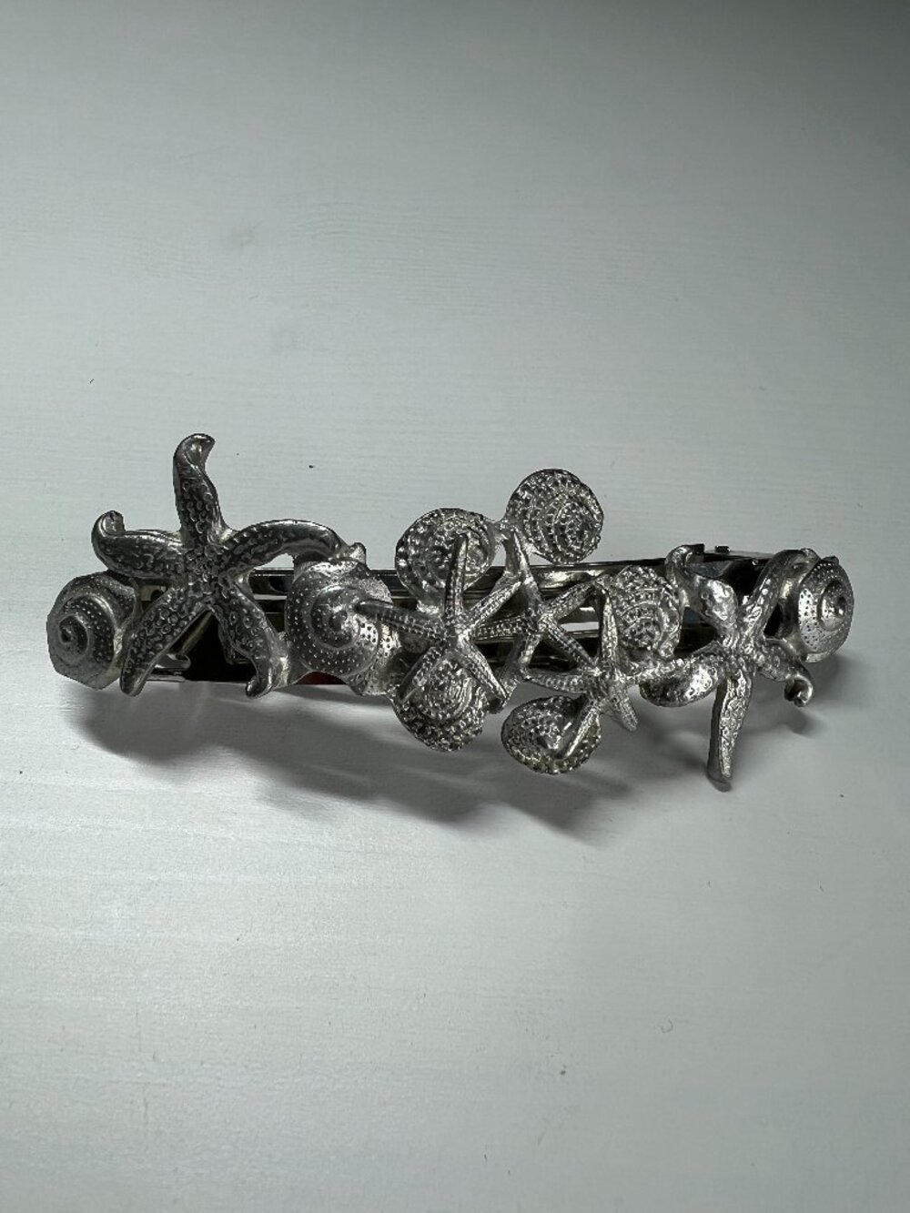 Silver Seashell Barrette